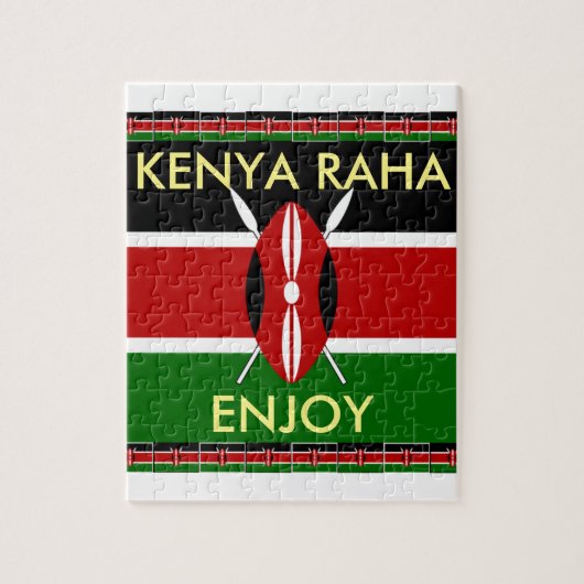 黒赤緑:美しいケニア国旗のアートデザイン ジグソーパズル (縦)