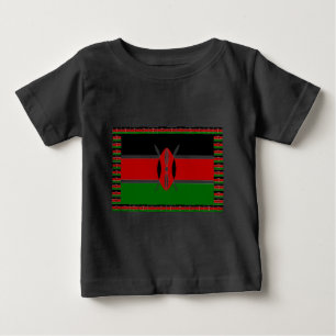 黒赤緑:美しいケニア国旗のアートデザイン ベビーTシャツ
