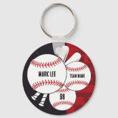 黒赤野球選手スポーツチームのキーチェーン キーホルダー (裏面)
