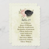 黒赤面ピンクの花席表カード 招待状 (正面/裏面)