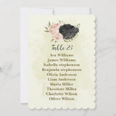 黒赤面ピンクの花席表カード 招待状 (正面)