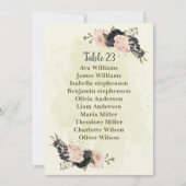 黒赤面ピンクの花席表カード 招待状 (正面)