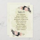 黒赤面ピンクの花席表カード 招待状 (正面/裏面)