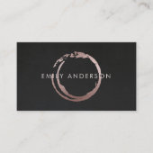 黒赤面ピンクブラシストローク円マークロゴ 名刺 (正面)