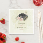 黒赤面ピンク結婚の花 スタンダードランチョンナプキン (インサイチュ)