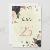 黒赤面ピンク花テーブルナンバーカード 招待状 (裏面)