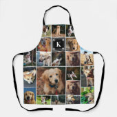 黒足プリントモノグラム写真コラージュ エプロン (正面)