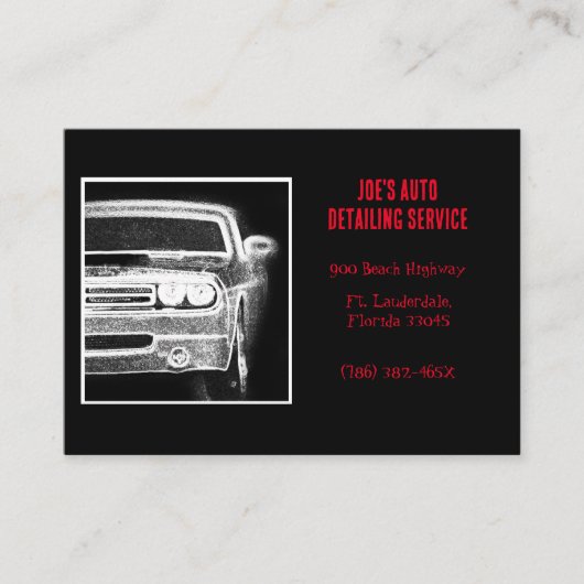 黒車のと白のアメリカのマッスルカー 名刺 (正面)