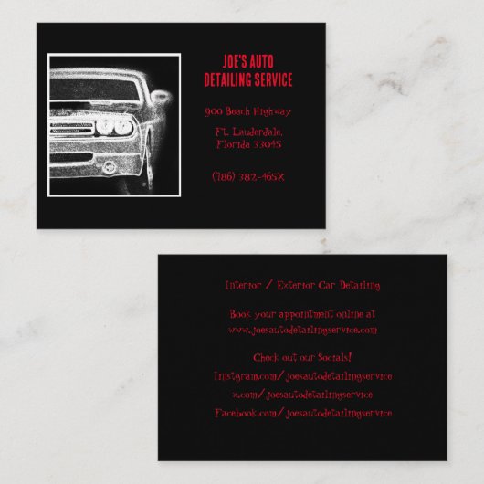 黒車のと白のアメリカのマッスルカー 名刺 (正面/裏面)