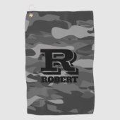 黒軍迷彩軍隊迷彩柄カスタム贈答品 ゴルフタオル (正面)