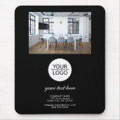 黒追加ロゴカスタム文字プロモーション写真 マウスパッド (正面)