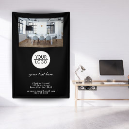 黒追加ロゴカスタム文字プロモーション写真 横断幕