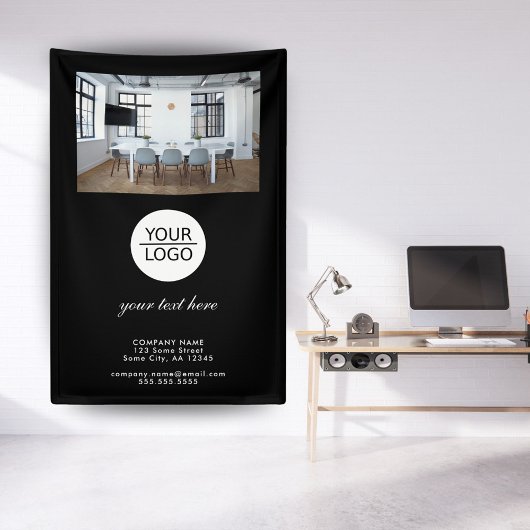 黒追加ロゴカスタム文字プロモーション写真 横断幕