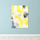 黒違うと黄色の抽象芸術アート キャンバスプリント (インサイチュ (ウッドフロア))