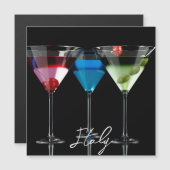 黒違う色のマルティーニ眼鏡のカクテル (正面/裏面)