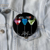 黒違う色のマルティーニ眼鏡のカクテル 缶バッジ (インサイチュ)