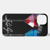 黒違う色のマルティーニ眼鏡のカクテル iPhoneケース (裏面横)