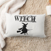 黒邪悪な飛んでいる魔女ハロウィーン ランバークッション (ブランケット)