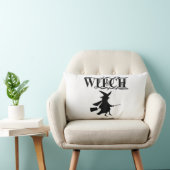 黒邪悪な飛んでいる魔女ハロウィーン ランバークッション (椅子)