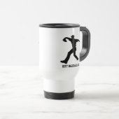 黒野球選手シルエットカスタム文字 トラベルマグ (正面右)