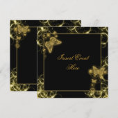 黒金の蝶が優雅に舞う 招待状 (正面/裏面)