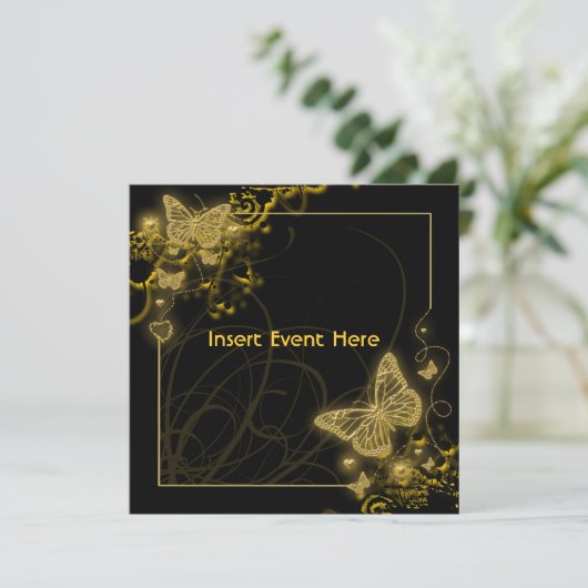 黒金の蝶 エレガントな花 招待状 (スタンド正面)