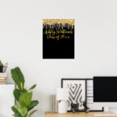 黒金グリッター卒業パーティー 新卒 ポスター (ホームオフィス)