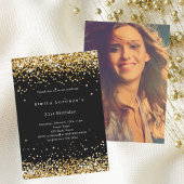 黒金コンフェッティ フォト ラグジュアリー バースデー 招待状