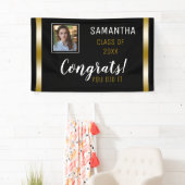 黒金ゴールドおめでとう大学院写真卒業 横断幕 (インサイチュ)