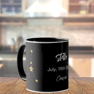 黒金ゴールドがん星座誕生日 マグカップ