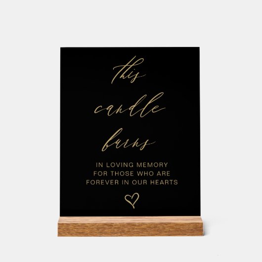 黒金ゴールドこのキャンドルは結婚の記憶テーブルを燃やす アクリルサイン (正面)