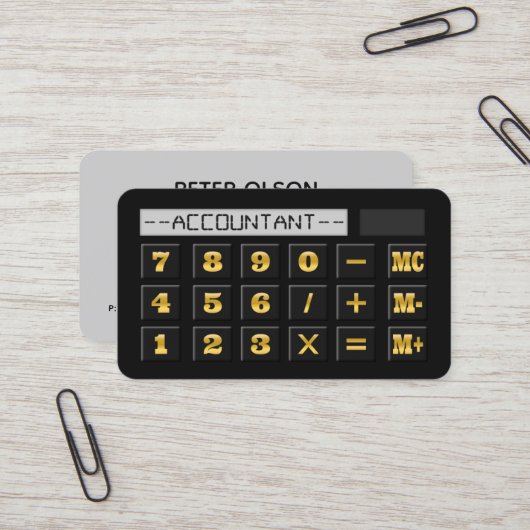 黒金ゴールドとグレー計算CPA税理士 名刺 (正面/裏面インサイチュ)