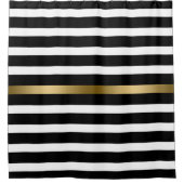 黒金ゴールドと白ストライプ色 シャワーカーテン (正面)