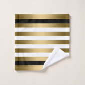 黒金ゴールドと白ストライプ色 バスタオルセット (ウォッシュタオル)