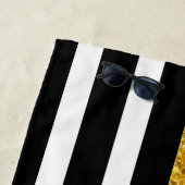 黒金ゴールドと白ストライプ色 ビーチタオル (インサイチュ)