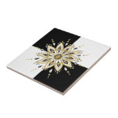 黒金ゴールドと白マンダラ幾何学模様デザイン タイル (側面)