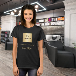 黒金ゴールドのロゴ名の署名 Tシャツ