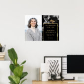 黒金ゴールドの葬儀お祝いライフフォトサイン ポスター (ホームオフィス)