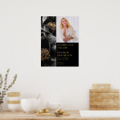 黒金ゴールドの葬儀お祝いライフフォトサイン ポスター (キッチン)