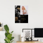 黒金ゴールドの葬儀お祝いライフフォトサイン ポスター (ホームオフィス)
