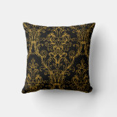 黒金ゴールドアウトライン2フローラダマスク クッション (裏面)