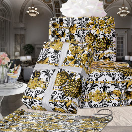 黒金ゴールドアカントゥスリーフチェーンフローラ金ゴールド白 ラッピングペーパー