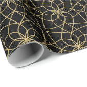 黒金ゴールドアラビアンイスラム幾何学模様 ラッピングペーパー (ロールコーナー)