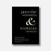 黒金ゴールドアンパサンド結婚式の日付の保存 箔招待状