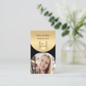 黒金ゴールドアーチ写真Qrソーシャルメディアのロゴ 名刺 (スタンド正面)