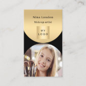 黒金ゴールドアーチ写真Qrソーシャルメディアのロゴ 名刺 (正面)