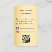 黒金ゴールドアーチ写真Qrソーシャルメディアのロゴ 名刺 (裏面)