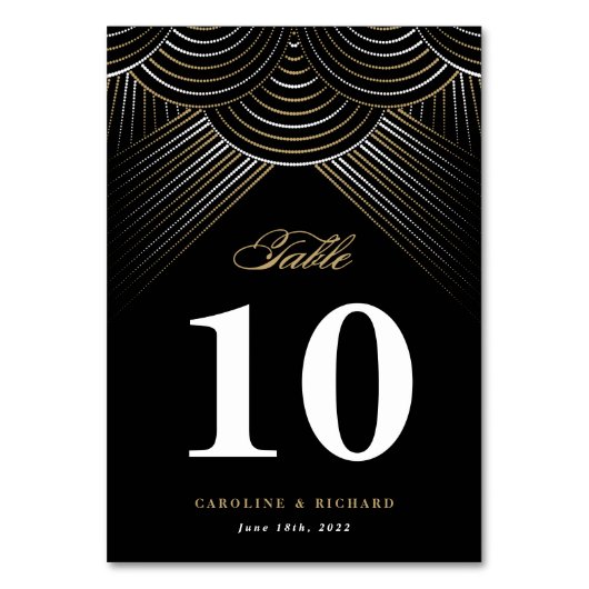 黒金ゴールドアールデコストリングライトテーブルカード テーブルナンバー (正面)