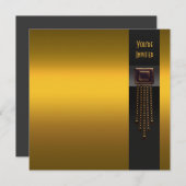 黒金ゴールドアールデコパーティの招待状テンプレート 招待状 (正面/裏面)