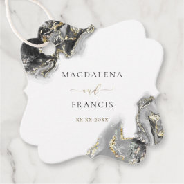 黒金ゴールドインク大理石結婚式の引き出物ラベル フェイバータグ